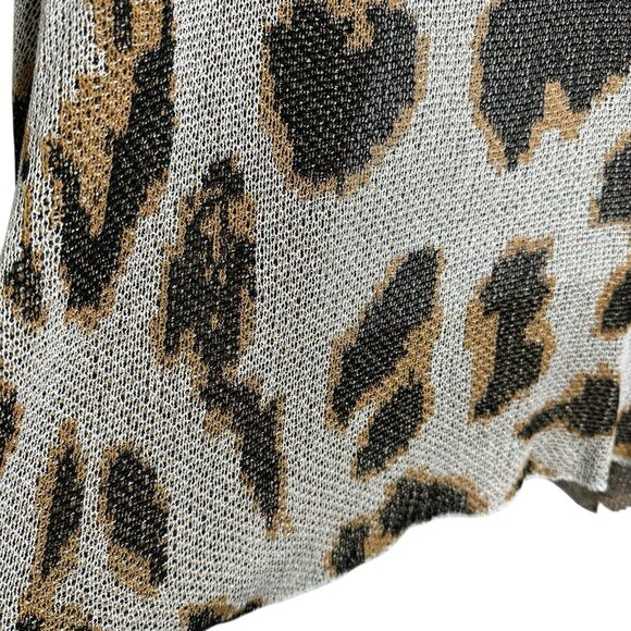 Amoli Medium Animal Leopard Print Mesh Tunic Top Blouse Long Sleeve Gold Mobwife - Picture 8 of 11